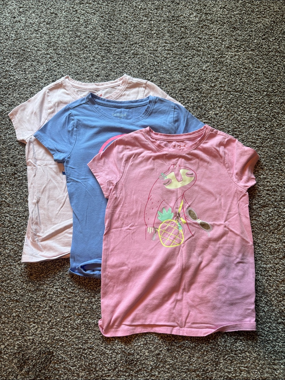 Cat & Jack Pink Flamingo Pineapple Graphic Tee - Pink, Blue, Light Pink Set